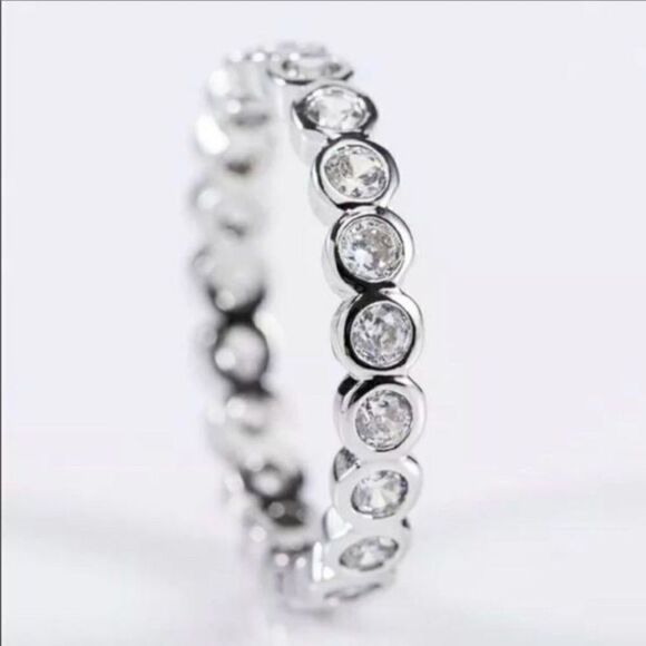 The Brilliant Bezel eternity band with zircon in Sterling Silver sz 9 - Picture 4 of 9